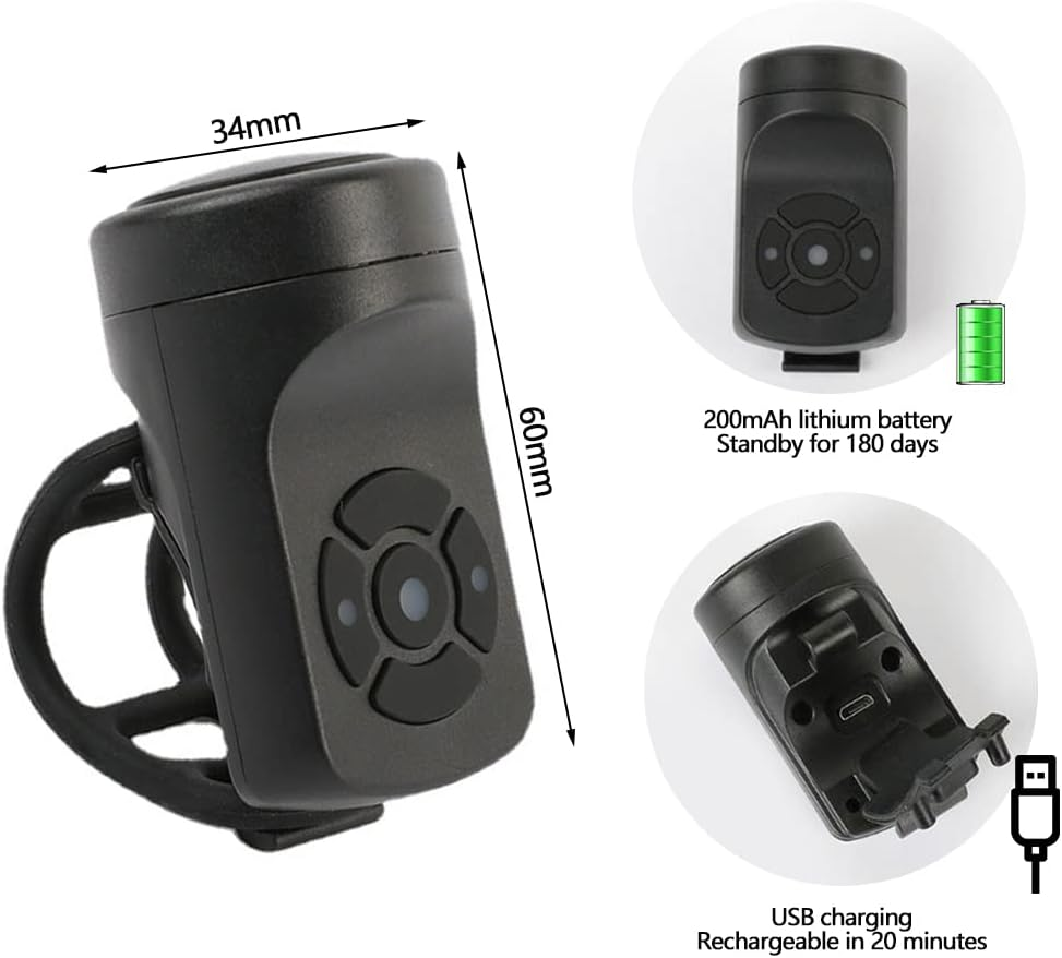 SonicRide™ – Claxon electric reinacabil pentru bicicleta, 120 dB
