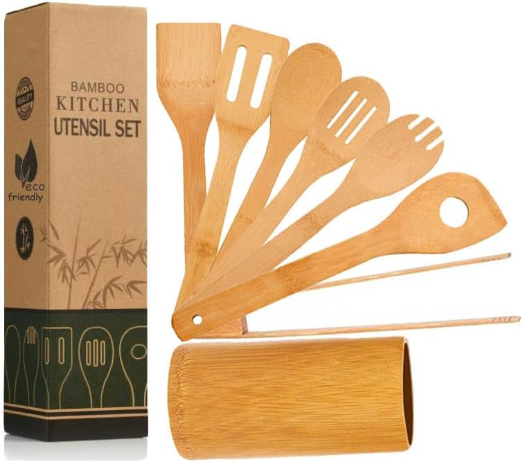 🔥OFERTA 1+1🔥EcoCuisine™ Set de Ustensile de Bucătărie din Bambus