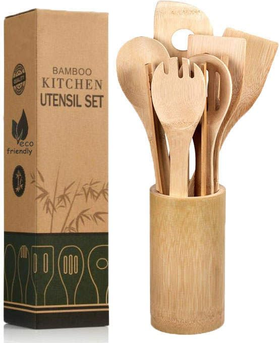 🔥OFERTA 1+1🔥EcoCuisine™ Set de Ustensile de Bucătărie din Bambus