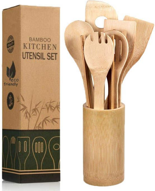 🔥OFERTA 1+1🔥EcoCuisine™ Set de Ustensile de Bucătărie din Bambus