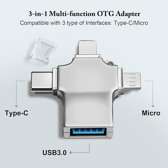 🔥OFERTA 1+1🔥Adaptor OTG 3 în 1 USB 3.0, Adaptor Micro/USB C la USB, Compatibil cu telefonul mobil/tabletă