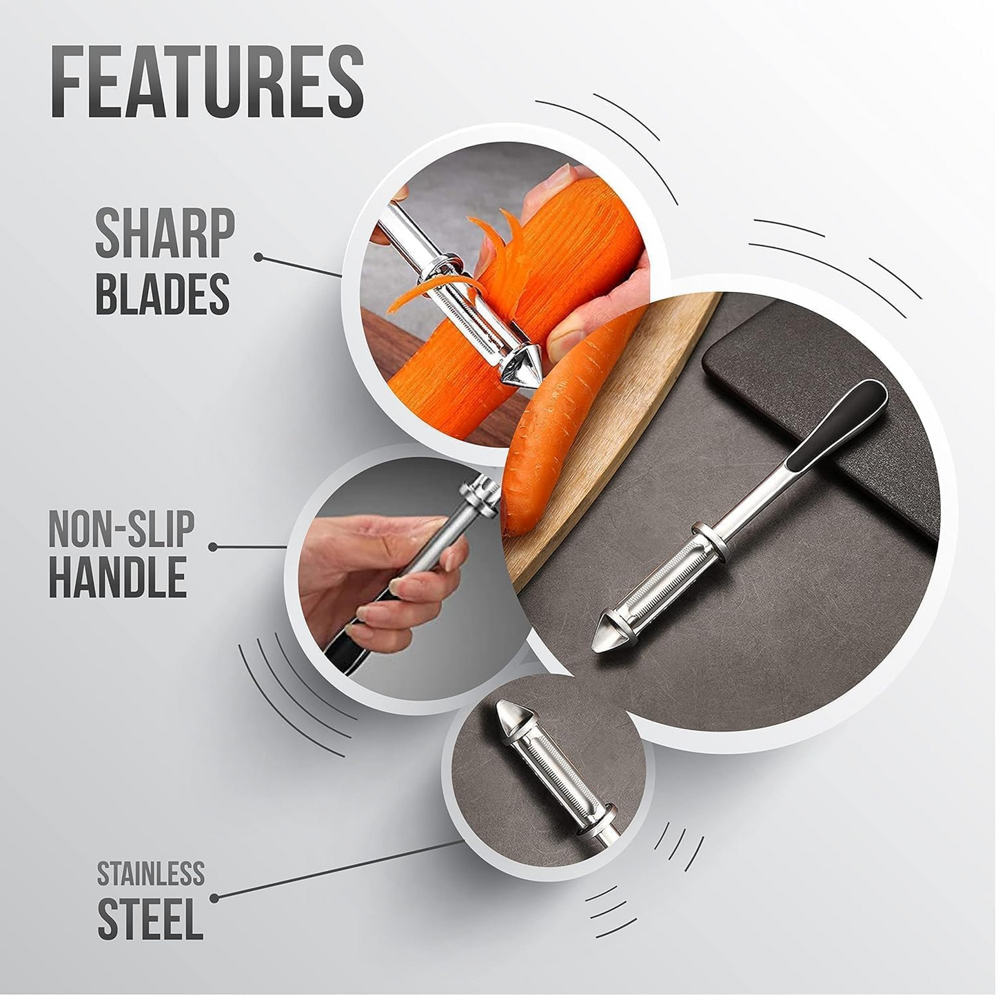 Vegitopia™ - Peeler Multifunctional 3-în-1 din Otel Inoxidabil pentru Fructe si Legume