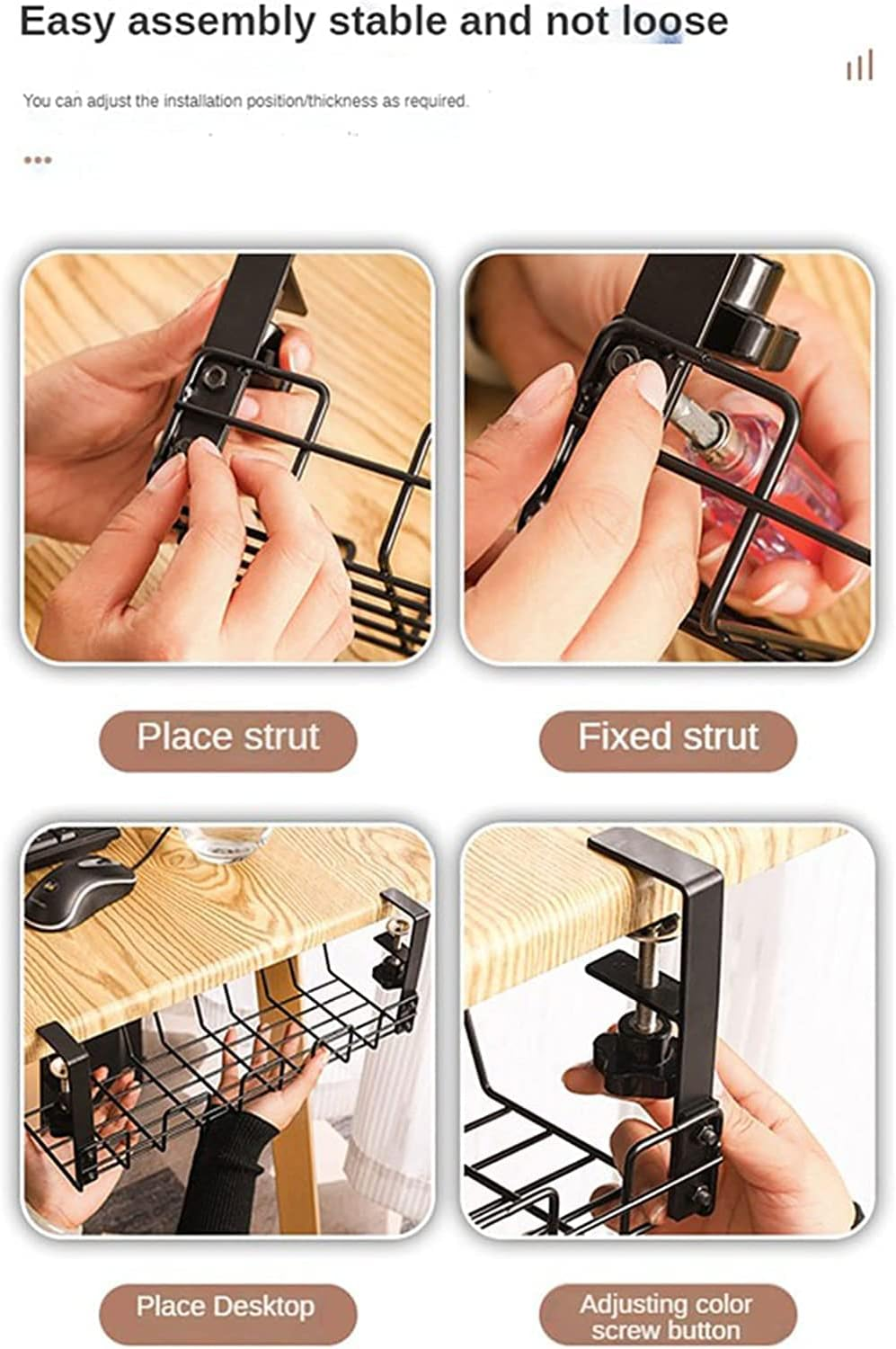 🔥OFERTA 1+1🔥Raft de depozitare de sub birou fara perforare