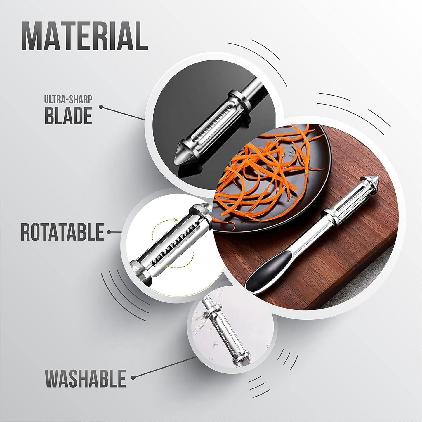 Vegitopia™ - Peeler Multifunctional 3-în-1 din Otel Inoxidabil pentru Fructe si Legume