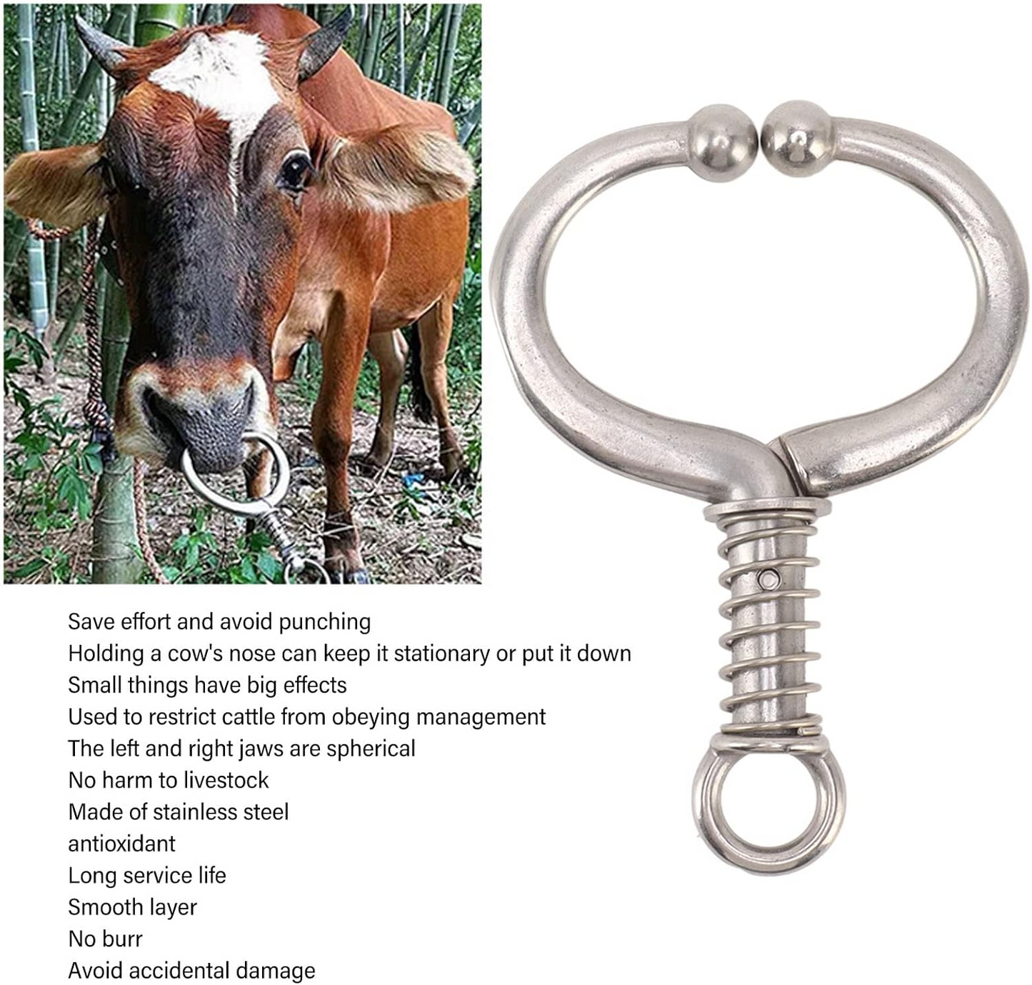 🔥Oferta 1+3! 4 la Pret de 1!🔥Inel Nazal cu Arc din Otel Inoxidabil pentru Bovine
