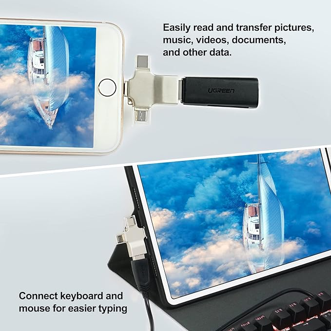 🔥OFERTA 1+1🔥Adaptor OTG 3 în 1 USB 3.0, Adaptor Micro/USB C la USB, Compatibil cu telefonul mobil/tabletă
