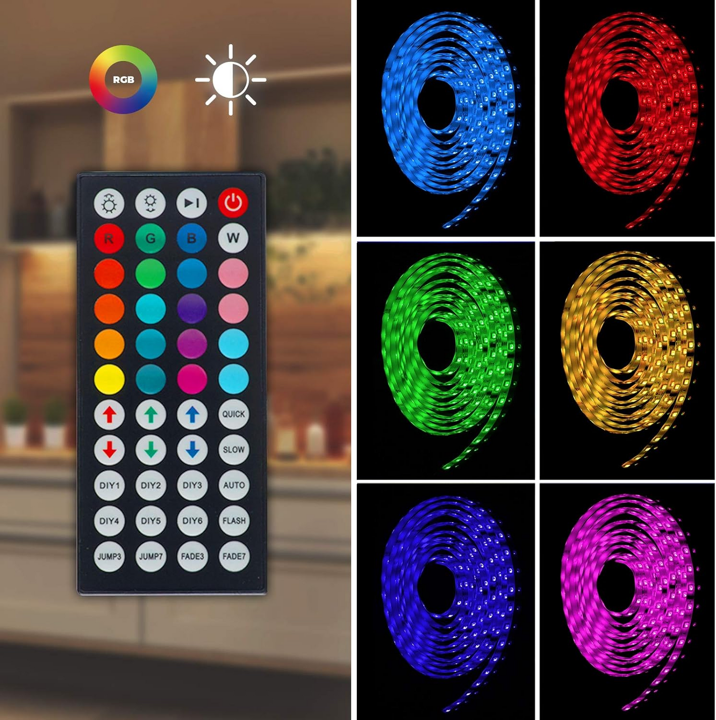 🔥OFERTA 1+1🔥Banda de lumina LED de 5 metri cu Telecomanda
