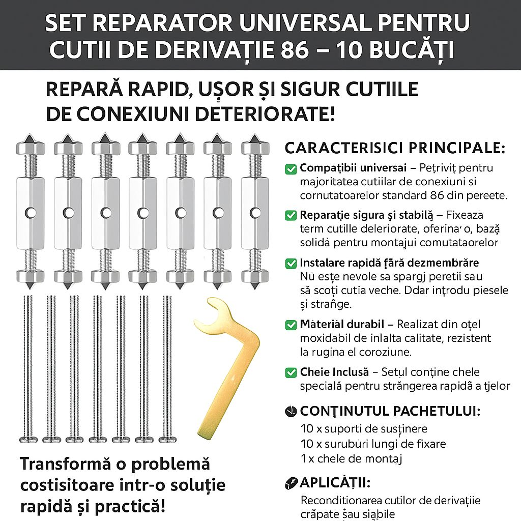 Set Reparator Universal pentru Cutii de Derivatie – 10 Bucati