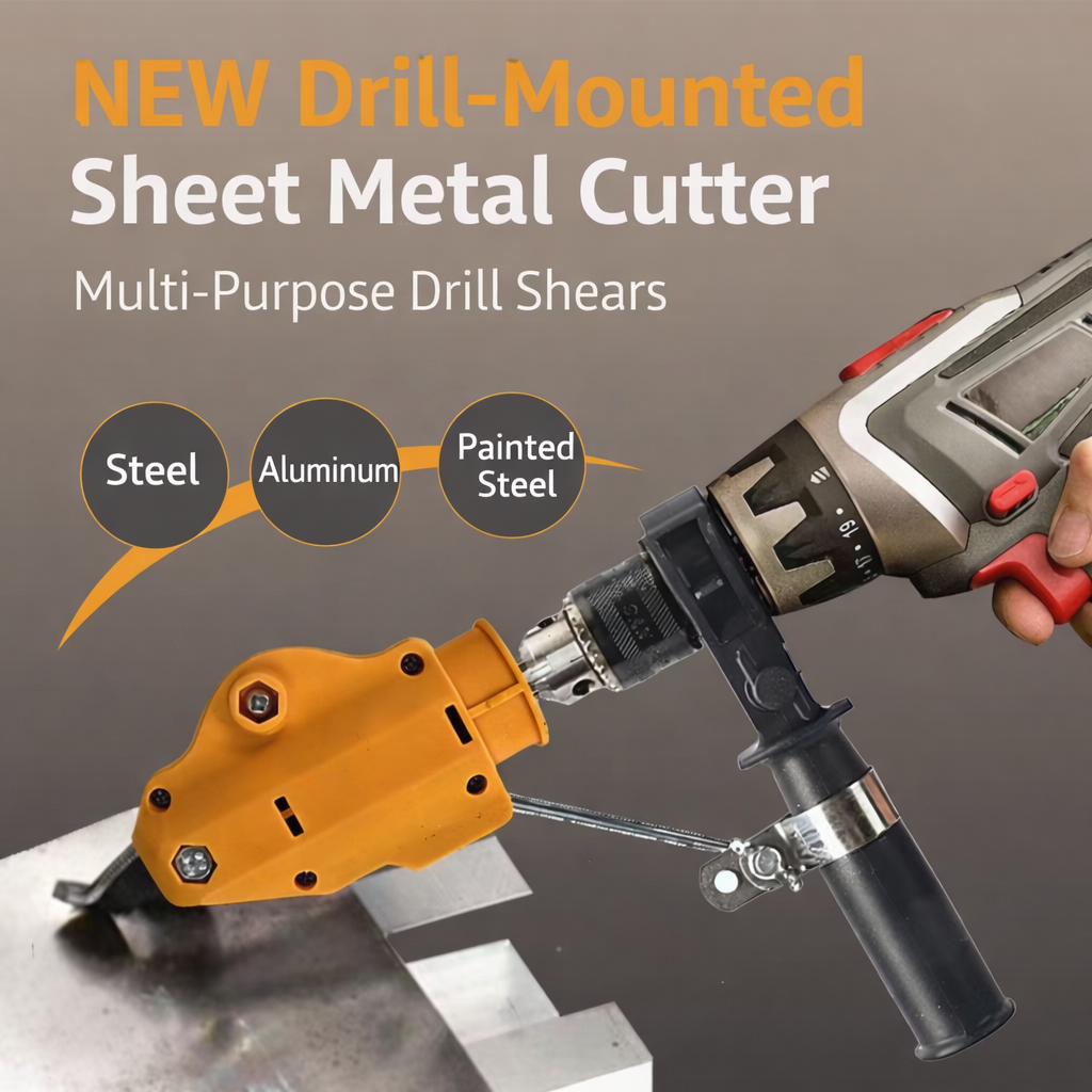 🔥OFERTA 1+1🔥CutPro Drill™ – Foarfeca Electrica pentru Tabla, Atasament Bormasina
