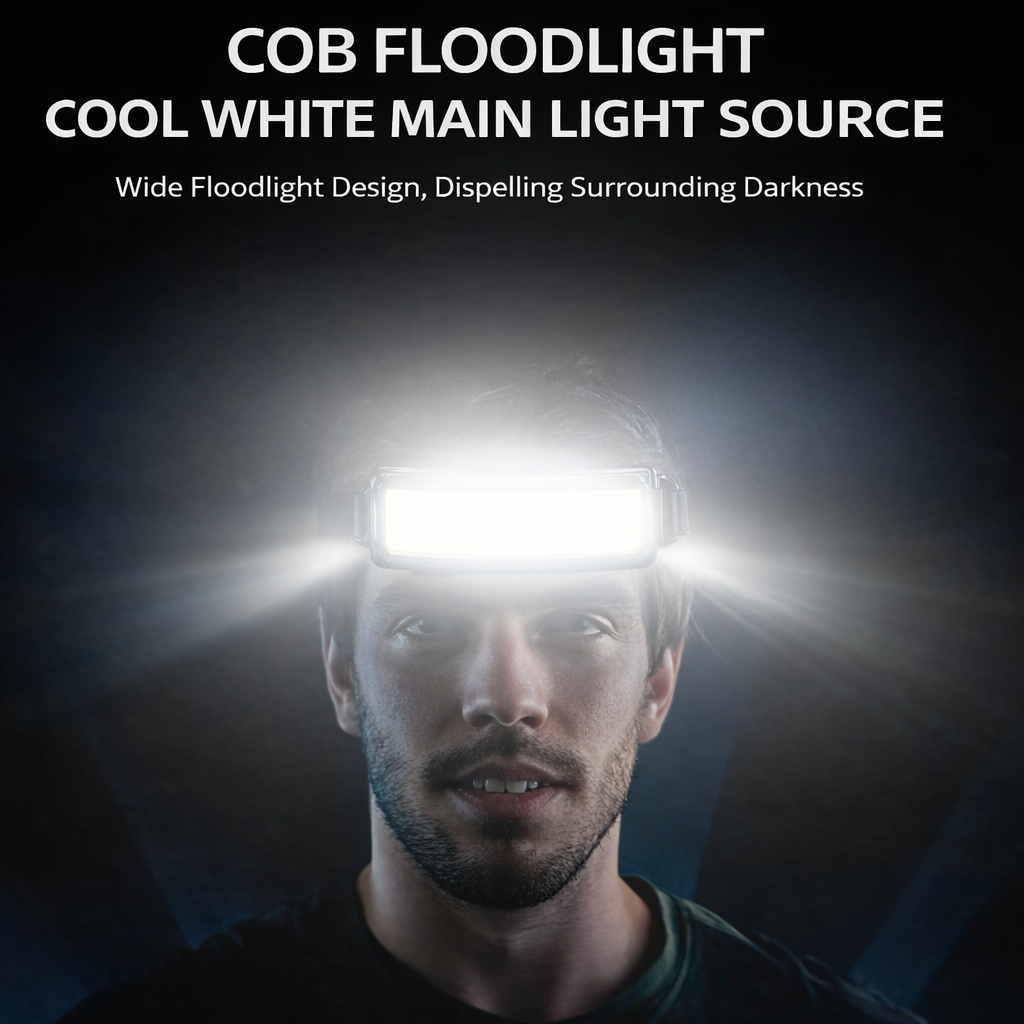 LumiBand™ - Lanterna Frontala COB Reincarcabila USB cu Fascicul Lat