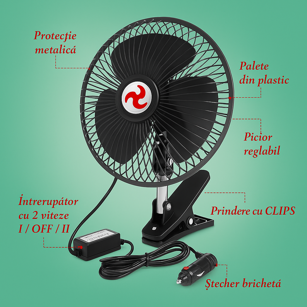 Aerovent™ - Ventilator cu prindere tip clema (8") 12v/24v