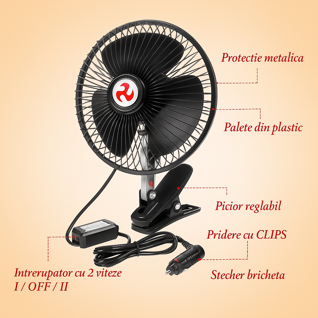 Aerovent™ - Ventilator cu prindere tip clema (8") 12v/24v