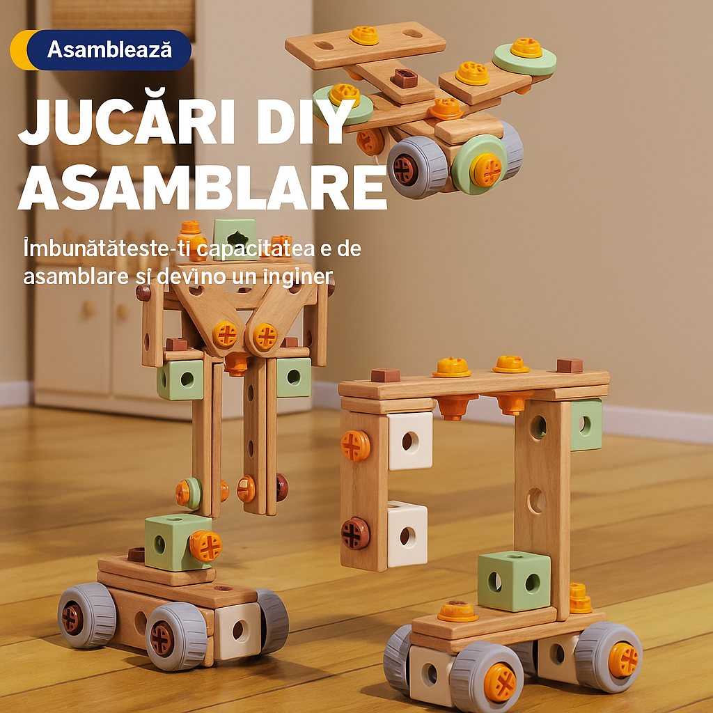 Buildaroo™ – Set Constructie Inteligenta cu 144 Piese si Surubelnita Electrica