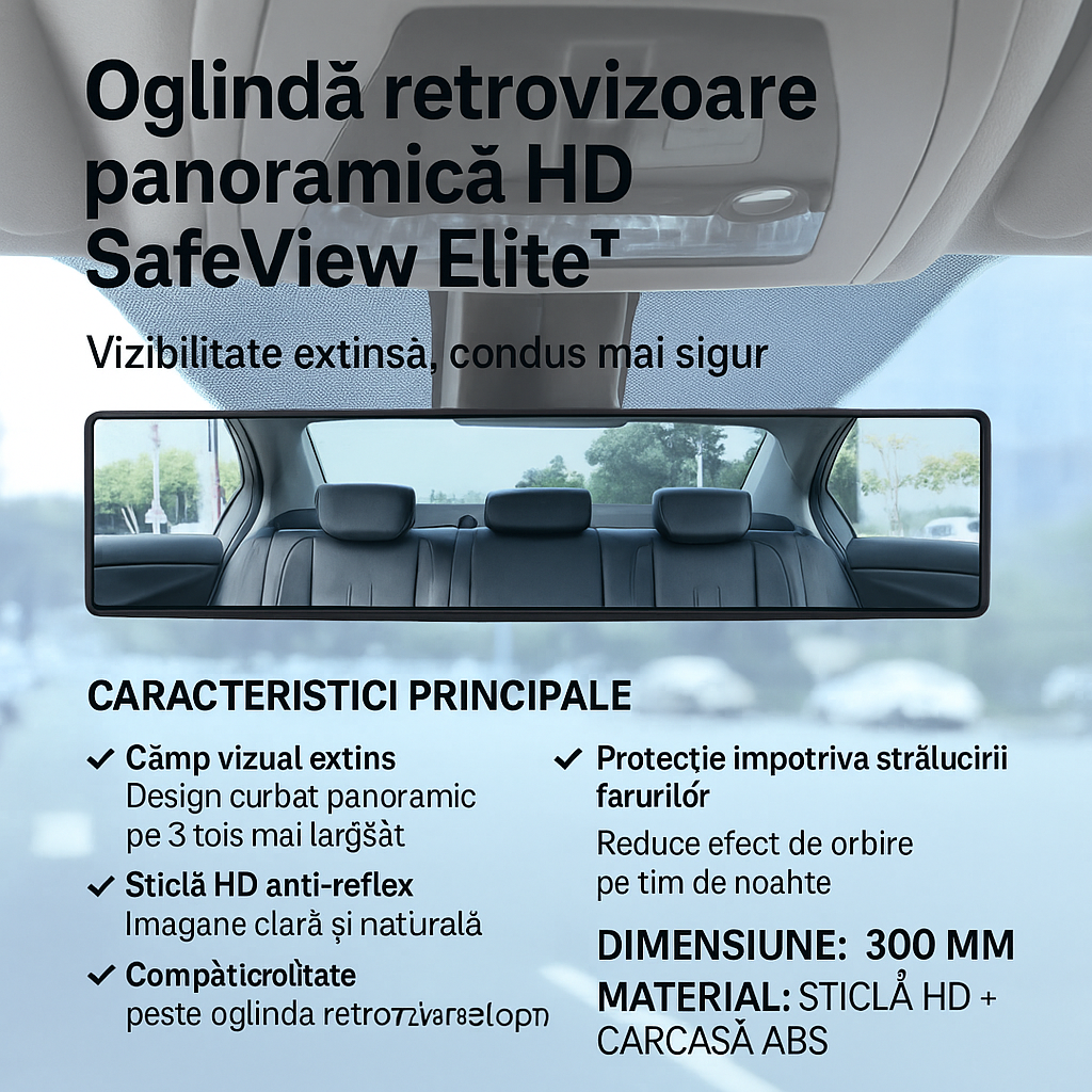 SafeView Elite™ – Oglinda retrovizoare panoramica HD pentru masina