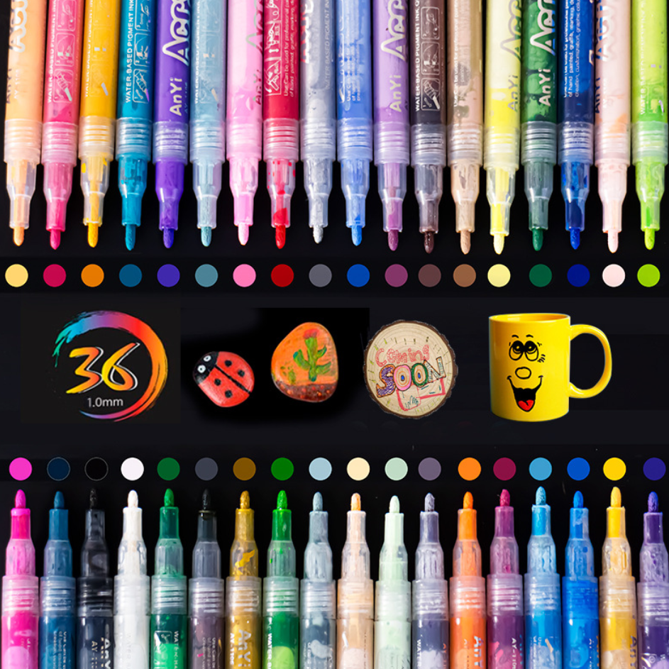 ColorCrafter™ - Markere Premium pentru Sticlă, Lemn și Acril (Set 18 Bucati)