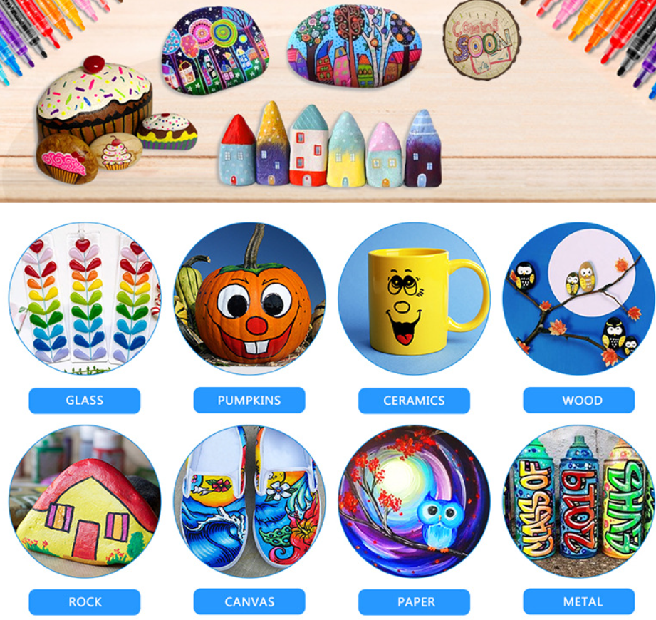 ColorCrafter™ - Markere Premium pentru Sticlă, Lemn și Acril (Set 18 Bucati)