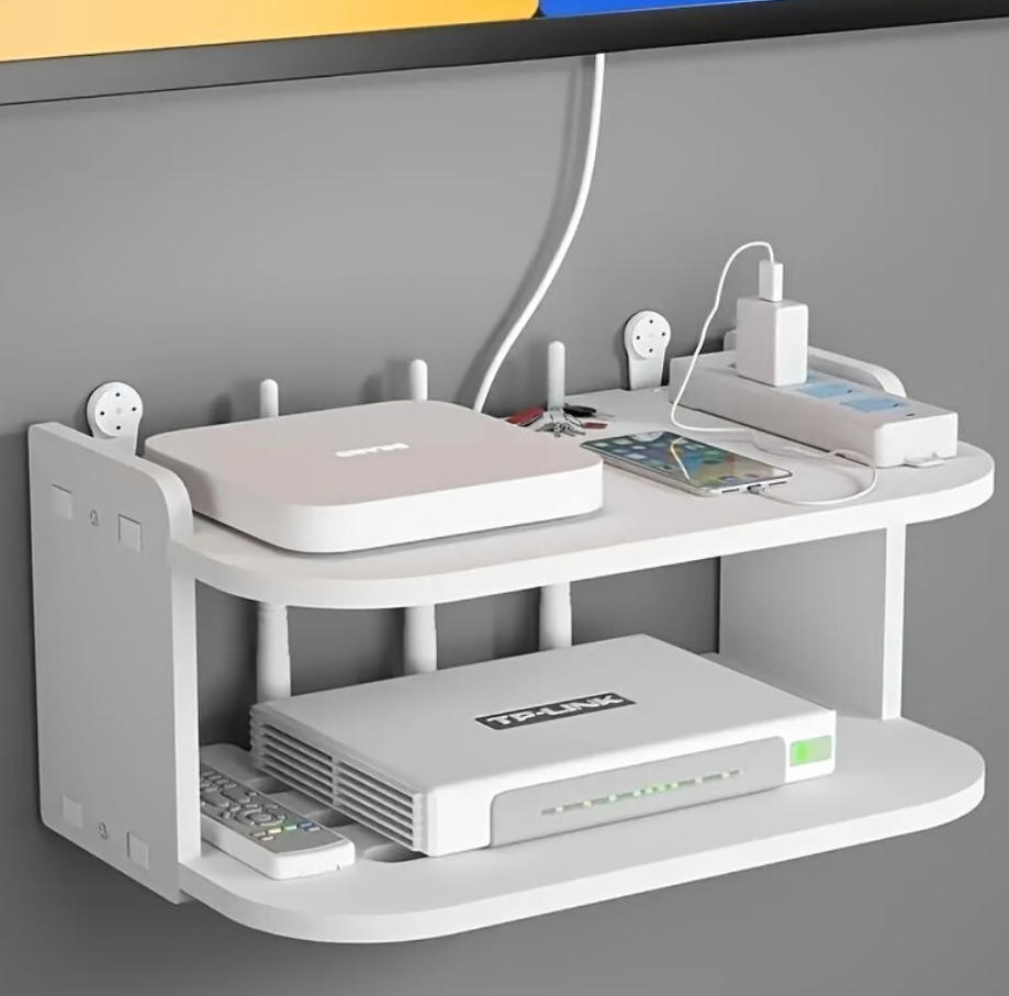 WallDock™ – Etajera de Perete pentru Router, TV Box, Smartphone si Accesorii