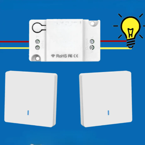 Comutator de telecomandă fara cablare (4 Comutatoare + 2 Module)