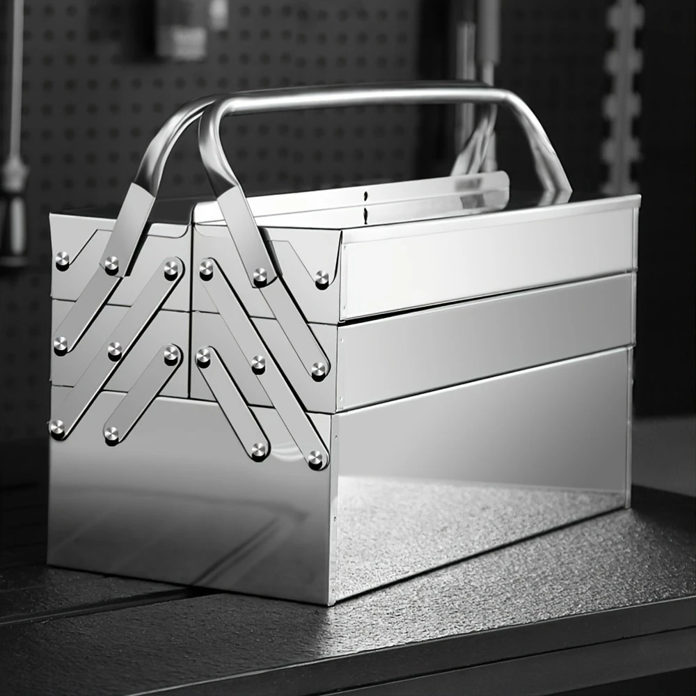 SteelFold Pro – Cutia de Unelte Pliabila din Otel Inoxidabil