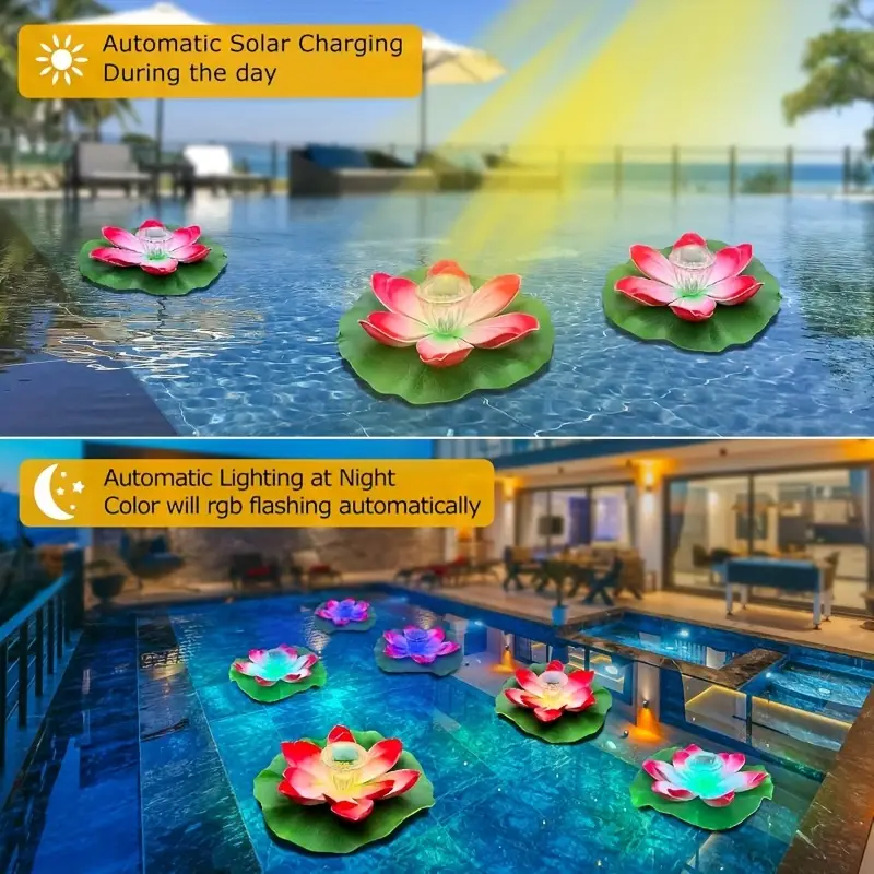 LumiLily™ – Flori Solare Plutitoare cu Iluminare LED pentru Gradina, Iaz sau Fantana