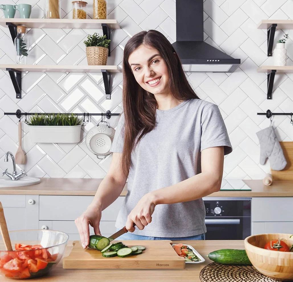 PrepBoard Duo — tocător din bambus și două tăvițe din inox