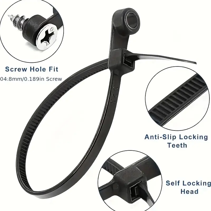 🔥OFERTA 100+200🔥Set Cabluri de Legatura cu Orificiu Rotund Auto-blocare