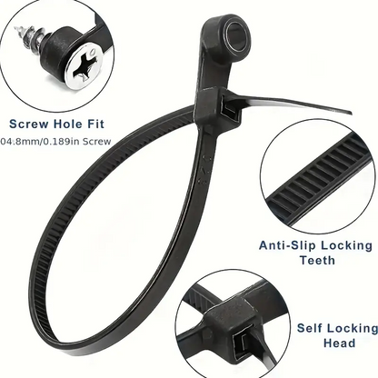 🔥OFERTA 100+200🔥Set Cabluri de Legatura cu Orificiu Rotund Auto-blocare