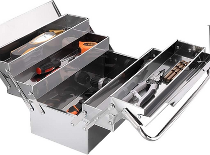 SteelFold Pro – Cutia de Unelte Pliabila din Otel Inoxidabil
