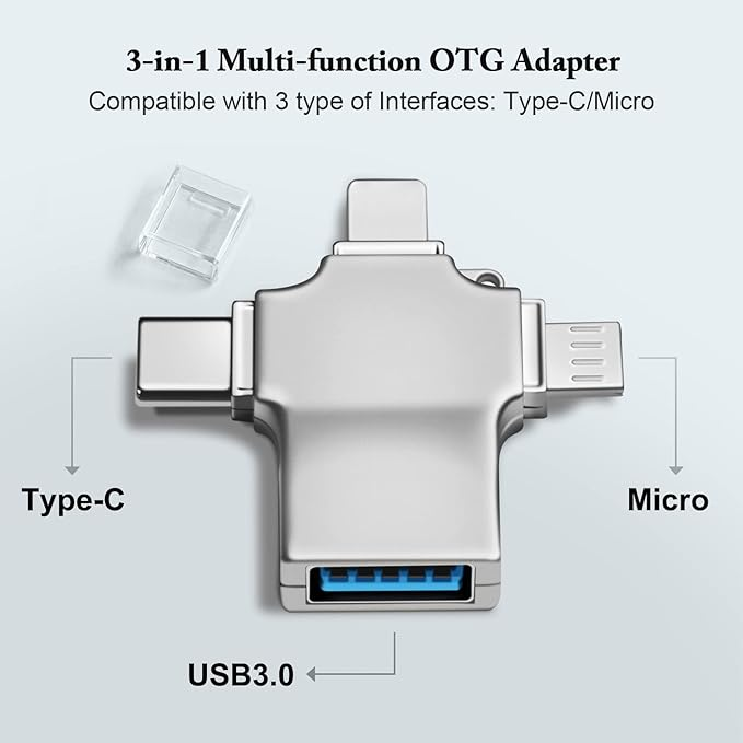 Adaptor OTG 3 în 1 USB 3.0, Adaptor Micro/USB C la USB, Compatibil cu telefonul mobil/tabletă