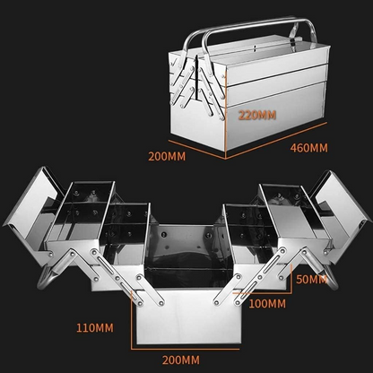 SteelFold Pro – Cutia de Unelte Pliabila din Otel Inoxidabil