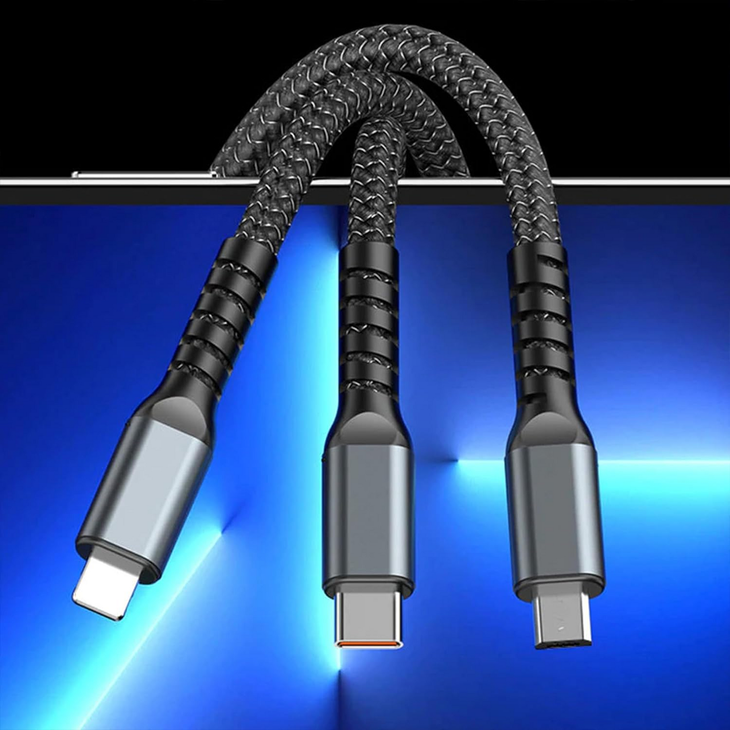 FlashCord™ Cablu de încărcare super rapid luminos 3 în 1