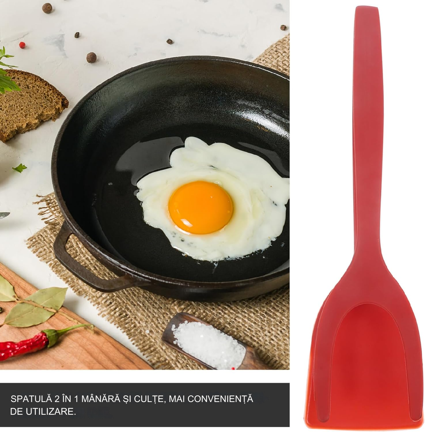 🔥Oferta 1+1🔥Spatula Rasturnabila Antiaderenta 2 in 1