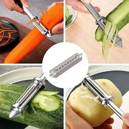 Vegitopia™ - Peeler Multifunctional 3-în-1 din Otel Inoxidabil pentru Fructe si Legume