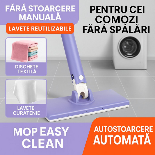 EasyClean™ – Mop Inteligent pentru Dischete Textila sau Lavete de Fata