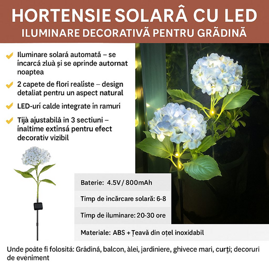 SolarBoom™ - Floare Decorativa cu Iluminare Solara (Model Hortensie cu LED)