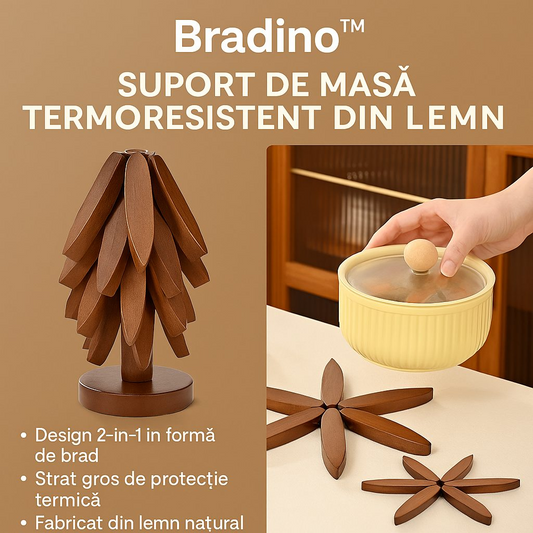 Bradino™ – Suport de Masa Termorezistent din Lemn