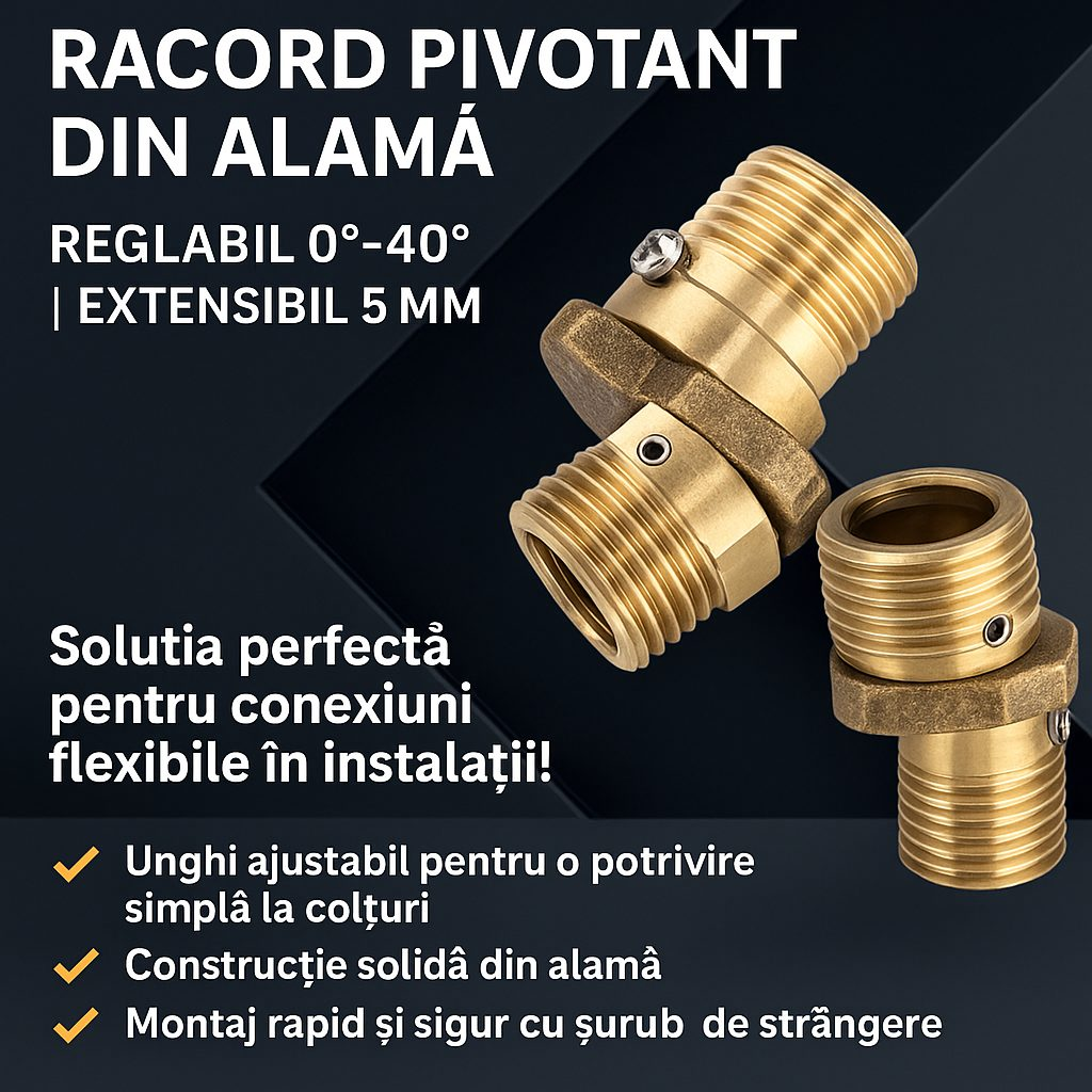 Racord Pivotant din Alama – Reglabil 0°–40° (2 Bucati)