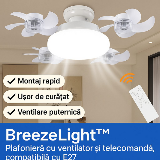 BreezeLight™ – Lustra cu ventilatoare multiple si telecomanda, compatibila cu E27
