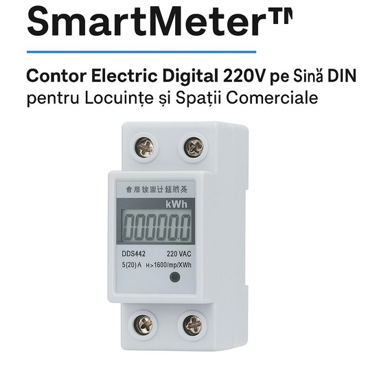 SmartMeter™ – Contor Digital Monofazat 220V pe Sina DIN