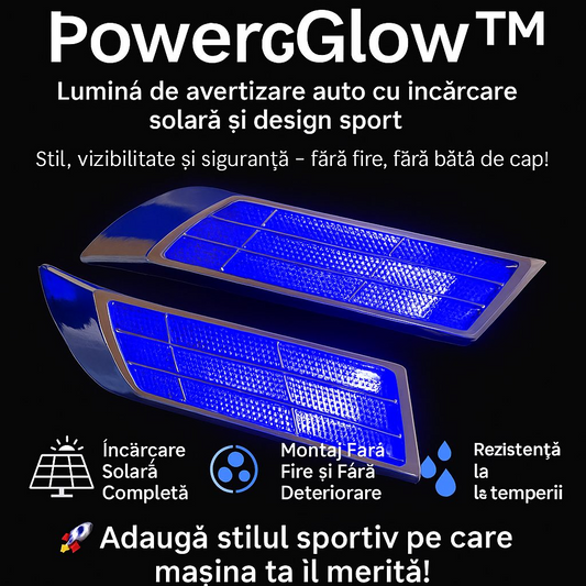 PowerGlow™ - Lumini de avertizare auto cu incarcare solara si design sport