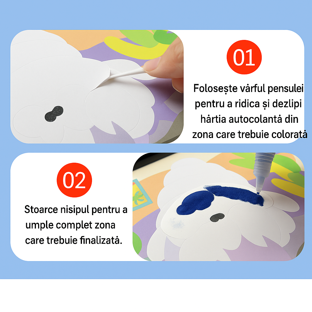 🔥 OFERTA 1+1🔥ColorArt™ – Set Creativ de Pictura cu Nisip pentru Copii (3–6 ani)