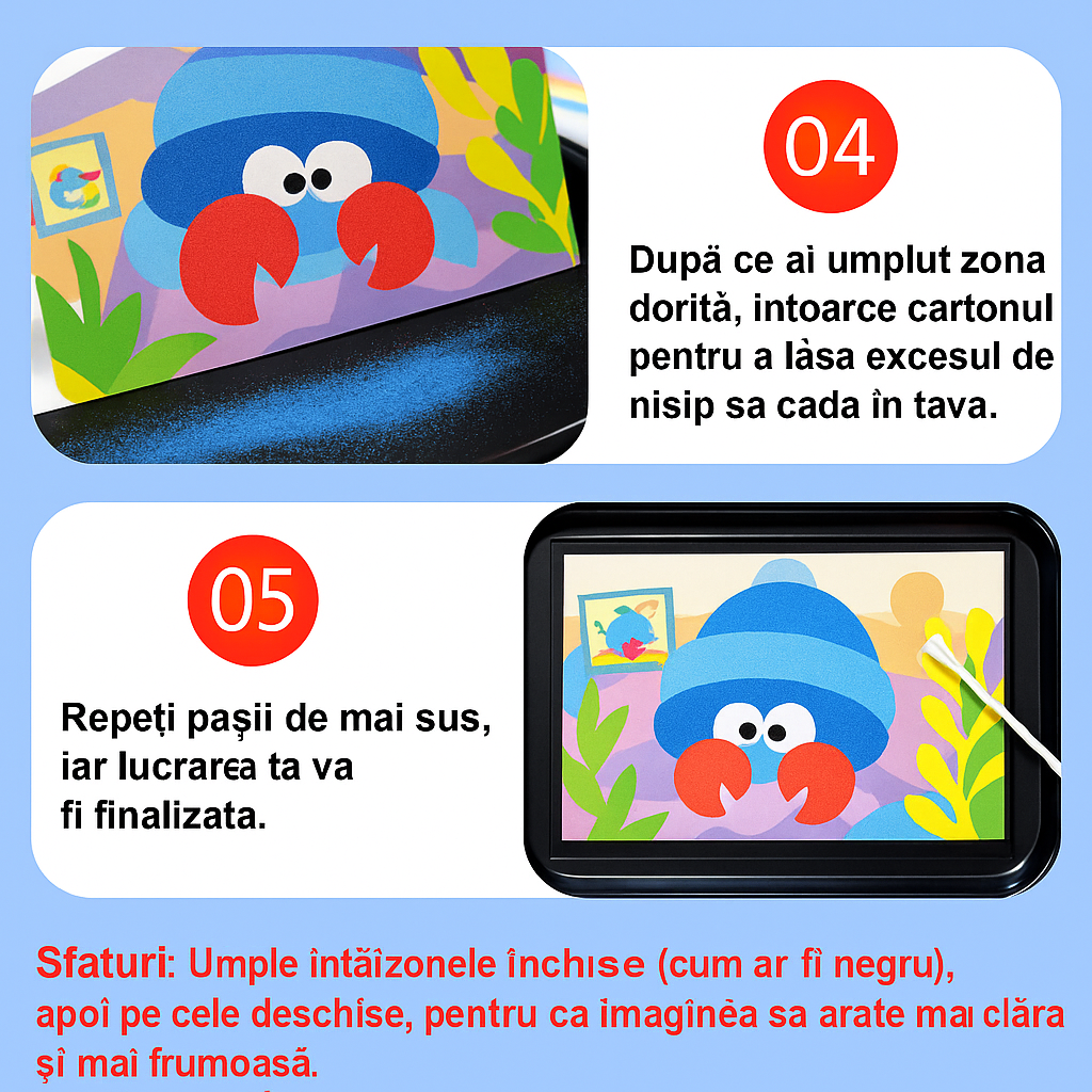 🔥 OFERTA 1+1🔥ColorArt™ – Set Creativ de Pictura cu Nisip pentru Copii (3–6 ani)