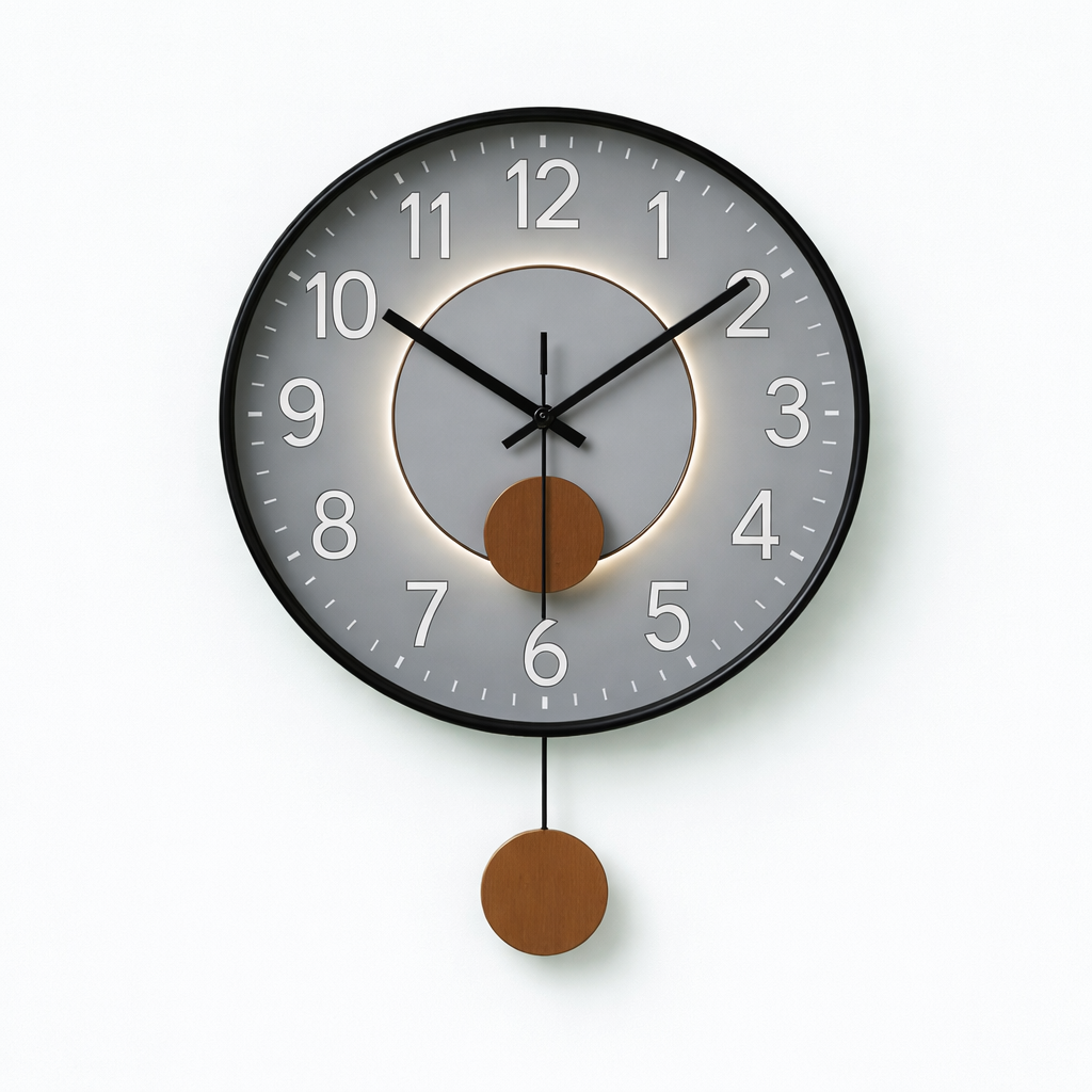 Ceas de Perete Modern cu Pendul – 35 cm Diametru