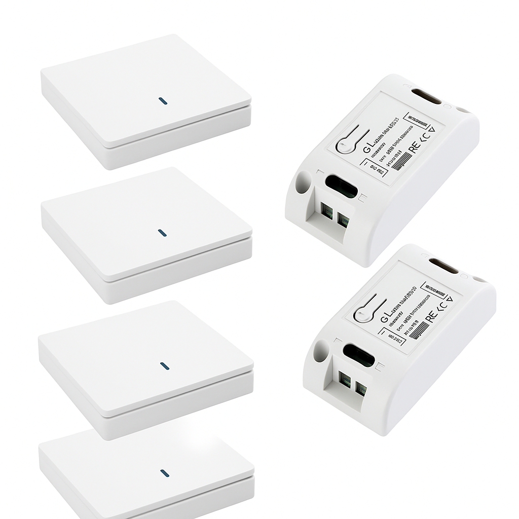 Comutator de telecomandă fara cablare (4 Comutatoare + 2 Module)