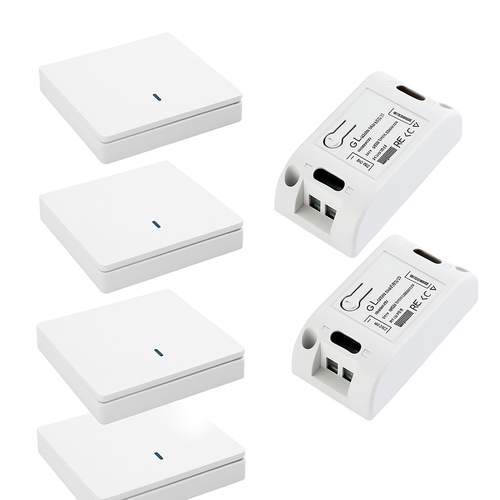 Comutator de telecomandă fara cablare (4 Comutatoare + 2 Module)