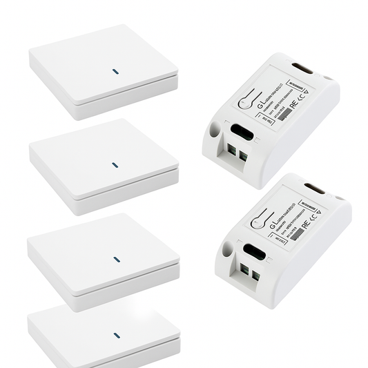 Comutator de telecomandă fara cablare (4 Comutatoare + 2 Module)