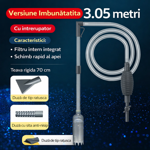 🔥OFERTA 1+1!🔥NEXA™  Sifon Profesional pentru Curatarea si Schimbul Apei din Acvariu (3.05 m)