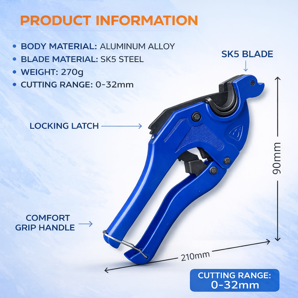 🔥OFERTA 1+1🔥ProCut Pro™ – Cleste Profesional pentru Taiat Tevi PPR / PVC / PE 20-25-32 mm