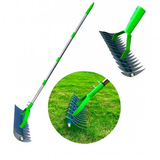 GrassRake™ – Scarificator Manual pentru Gazon, cu Lame Metalice si Rotita de Ghidaj