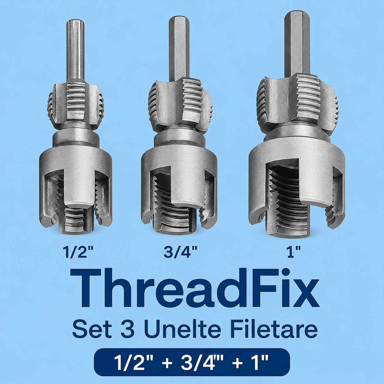 ThreadFix™ – Set Profesional pentru Refiletarea Tevilor (1/2" + 3/4" + 1")
